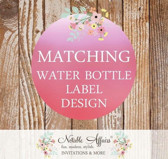Matching Water Bottle Labels - 8x2 inches - Choose your invitation and matching water bottle label Il_570xn
