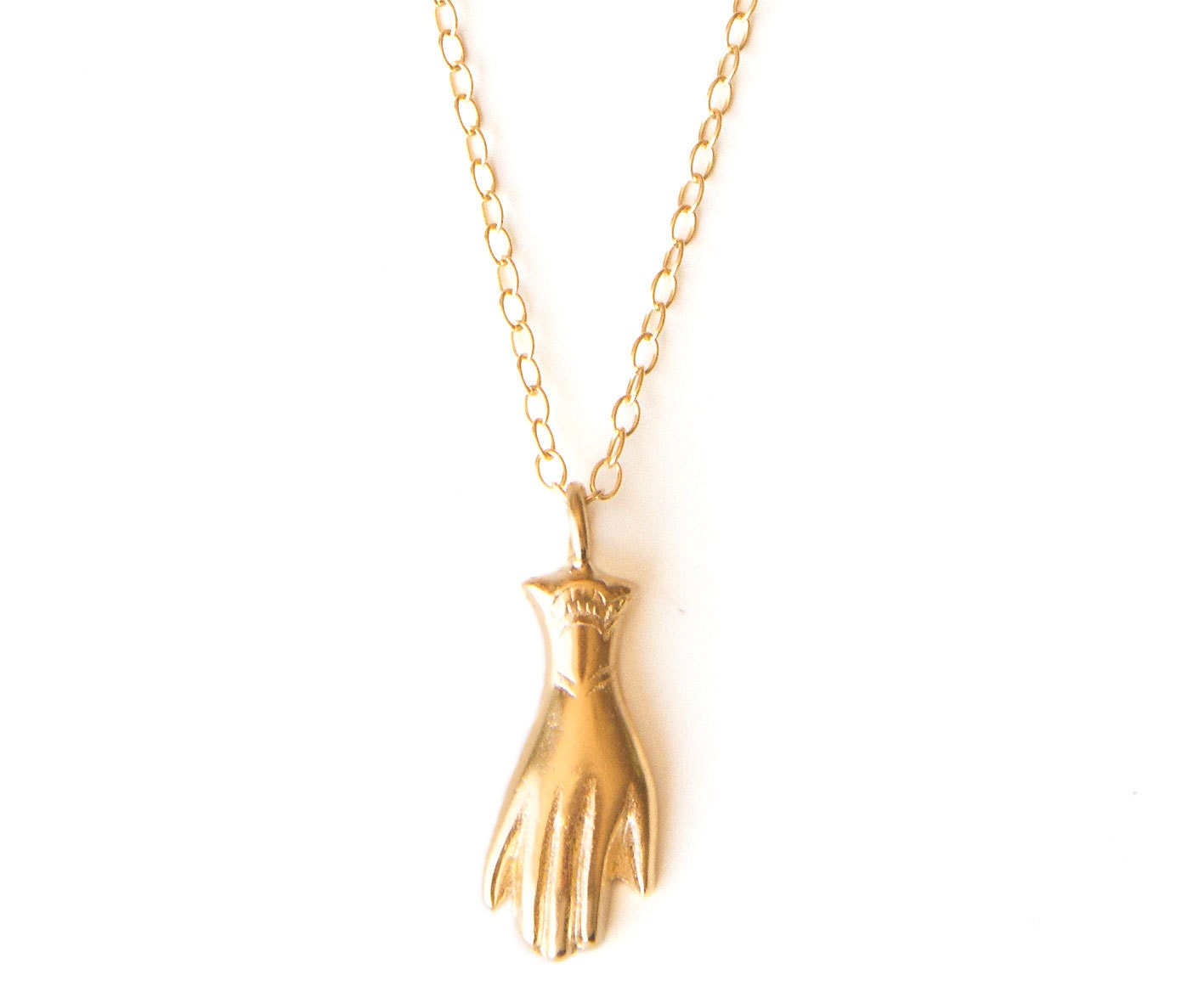 Hamsa Necklace in Gold Fill or Sterling Silver, Hand of God Layering Pendant necklace