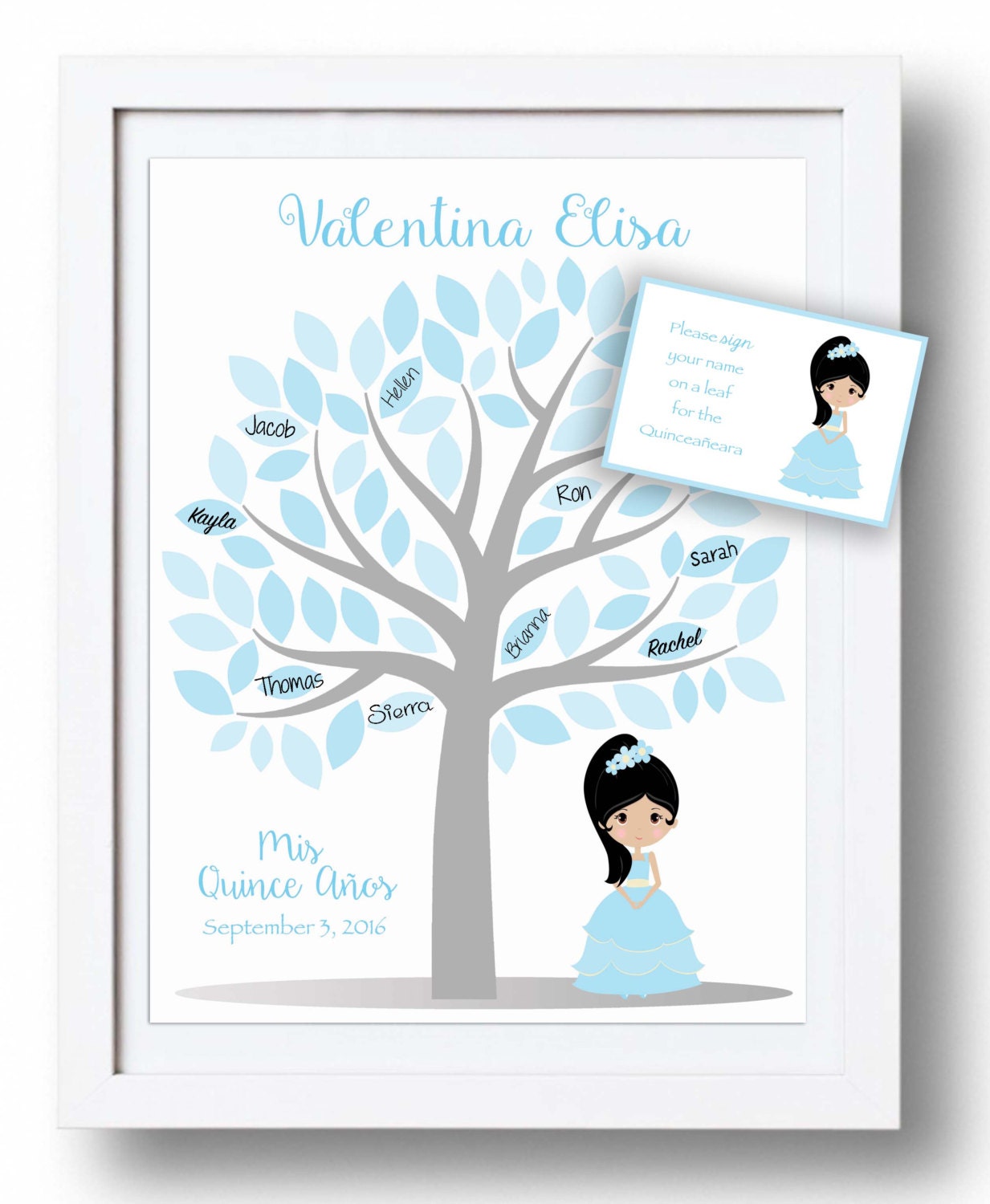 Quinceañera Guest Book 11x14 SignIn Tree Sweet 16 Guestbook