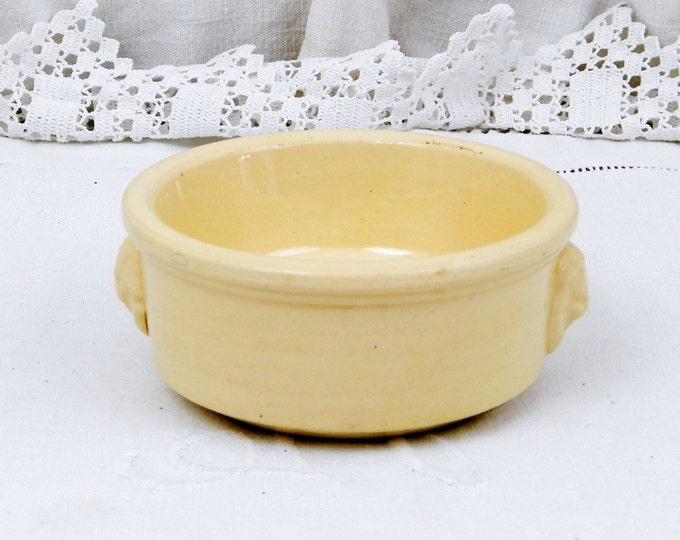 Antique French Beige Ceramic Ramekin Bowl with Lions Heads, French Decor, Shabby Chic Decor, Chateau Chic, Vintage Cooking Kitchen Utensil Antique French Beige Ceramic Ramekin Bowl with Lions Heads, French Decor, Shabby Chic Decor, Chateau Chic, Vintage Cooking Kitchen Utensil