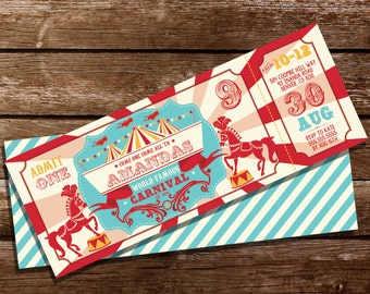 Carnival Ticket Invitation - Circus Invitation - Carnival Party Invitation - Instant Download and Edit File at home with Adobe Reader
