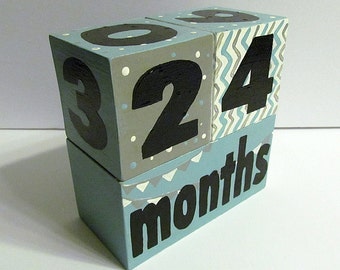 Baby Toddler Wooden Stacking Block/Age Block/Date Block Photo Prop/Toy made in Canada