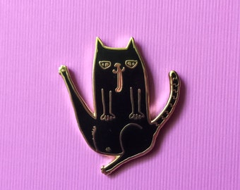 Black Cat Butt Hard Enamel Lapel Pin - Gold Plated - 1.25in