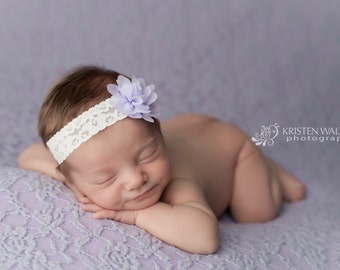 Lavender Flower Headband, Lavender Baby Headband, Lavender Headbands, Baby Girl Headband, Baby Headbands, Baby Hair Bows