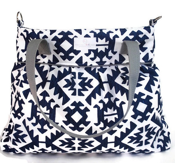Navy Blue Aztec Diaper Bag 