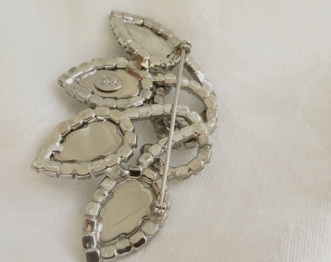 Hobe Aurora Borealis Brooch, Molded Glass Pin, Hobe Jewelry, Designer Signed Brooch