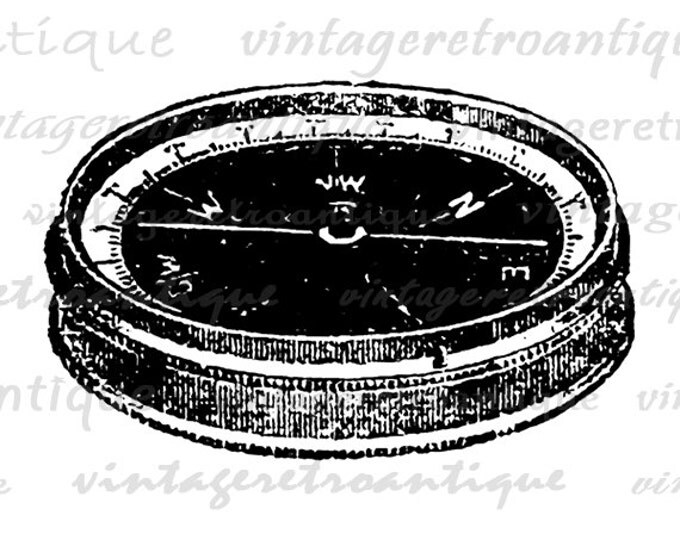 Antique Compass Digital Image Download Printable Graphic Vintage Clip Art Jpg Png Eps HQ No.1185