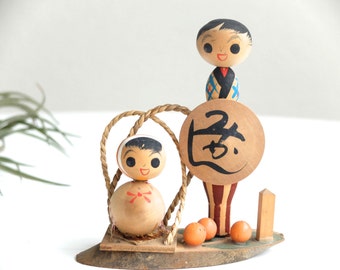 Vintage Japanese Kokeshi wood doll, Japanese doll