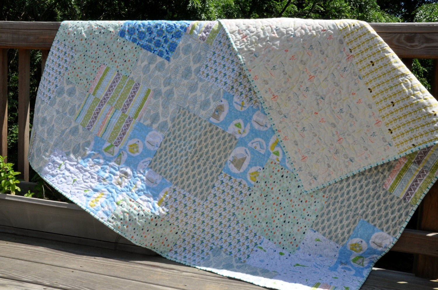 Gender Neutral Baby Quilt Child Size Quilt Toddler by OneLQuilts