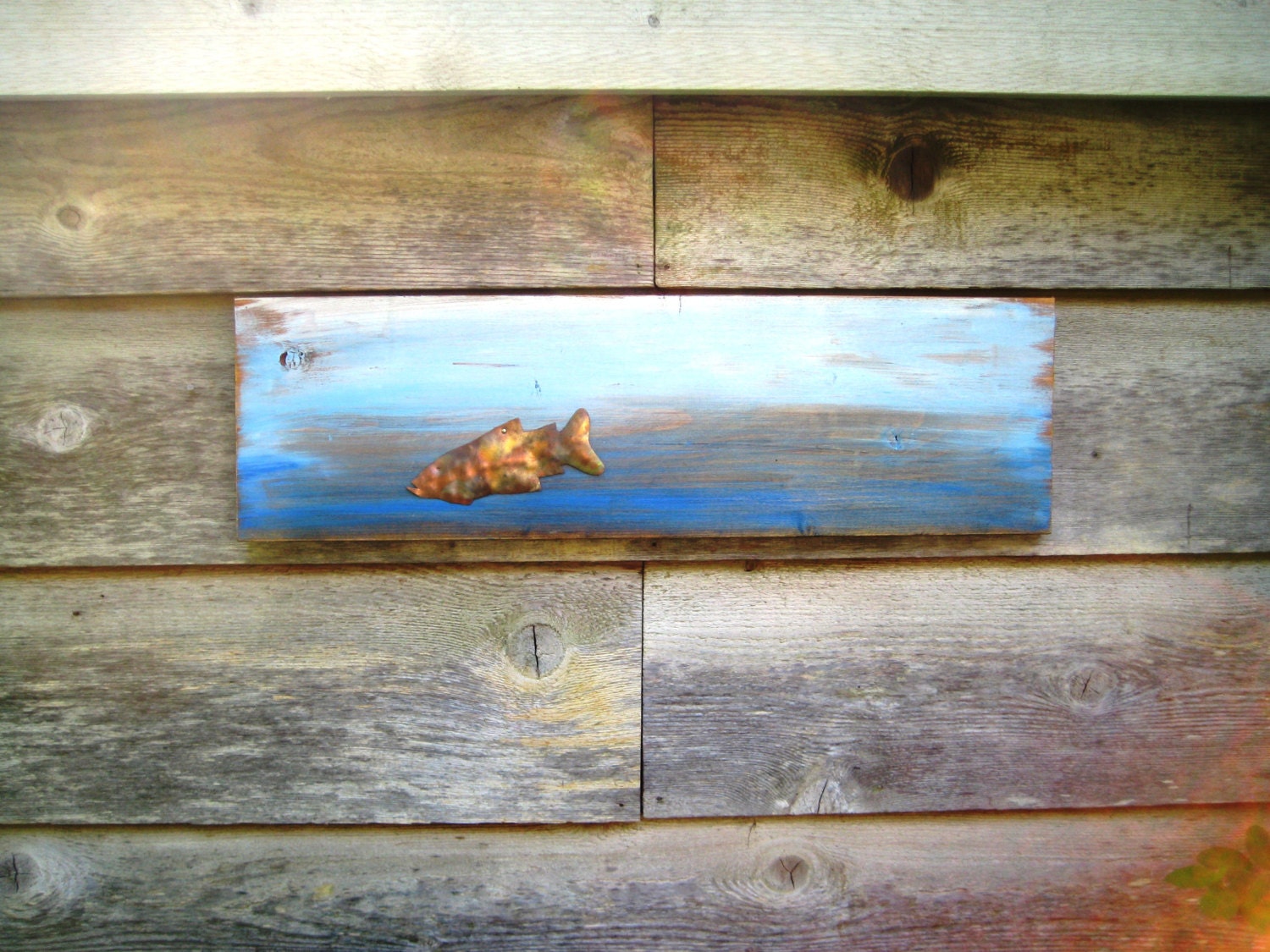 Fish Wall Artbohemian Decororiginal Paintingon Woodwooden within wooden fish home decor for your Reference