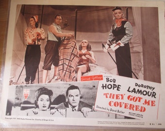 1956 Lobby Card - They Got Me Covered with Bob Hope and Dorothy Lamour - Estate find!