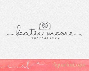 Photography logo Premade logo design - Camera Logo - Watermark logo - DIY psd Photoshop template Sketched camera logo - Hand drawn camera