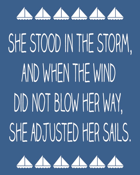 She Stood In The Storm Inspirational Quote Typography Print