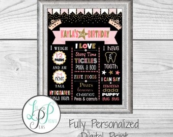 First Birthday Board, Baby's First Birthday Photo Prop,Princess 1st Birthday, Princess Birthday Chalkboard Print, Printable Birthday Board