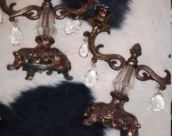 Vintage Brass And Crystal Candelabra