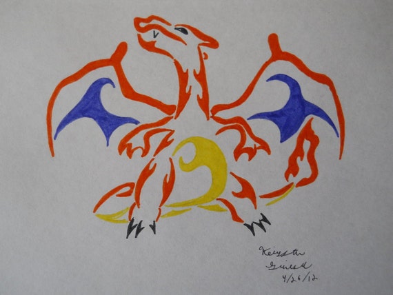 Tribal Charizard tattoo design