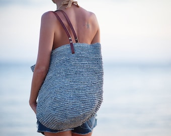 Grey Beach Bag, Vacation Bag, Resort Tote, Beach Bag