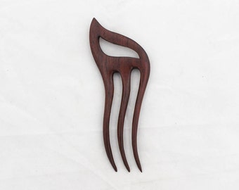 Wood hair stick 3 prong wooden hair fork, wood carving, wooden hair accessories
