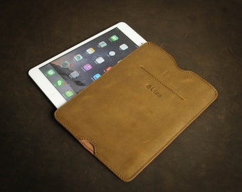 Genuine Leather Laptop sleeve Personal Customization Handstitch iPad Air case iPad Mini Macbook 11" 13" 15" Macbook Air iPad Pro L2107-YBr01