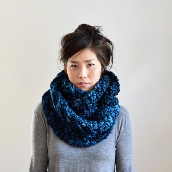 Items similar to Teal Infinity Scarf, Oversized Scarf, Chunky Knit