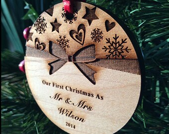Our First Christmas Ornaments Personalized Christmas Ornament Wedding Gift Christmas Ornament Newlywed Christmas Gift - SKU #18E