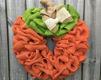 Pumpkin Burlap Wreath, Pumpkin Wreath, Fall Decor, Fall Wreath, Front Door Wreath, Halloween Decor, Halloween Wreath, Thanksgiving