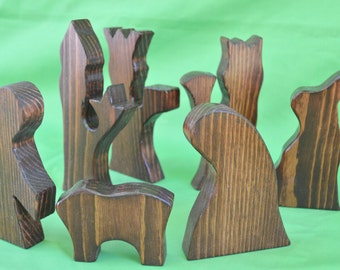 Nativity Set, Large Nativity Set, Wood Nativity Set, Large Nativity Set, Christmas Nativity Set, Tall Christmas Nativity, Brown Nativity Set