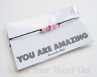 CLEARANCE You Are Amazing Breast Cancer Awareness Affirmation Wish String Bracelet Chronic Illness Spoon Theory Stocking Filler