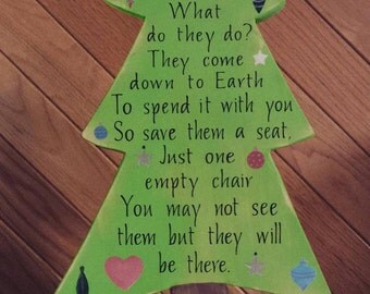 Christmas in Heaven What do they do?, Christmas Tree, Christmas Table Decor, Personalized, In Memory Of, Christmas Poem, Rustic Wood Tree