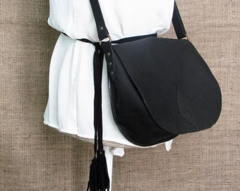Black leather crossbody bag