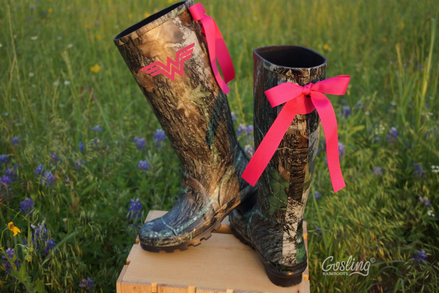 Pink Wonder Woman Rain Boots Camo