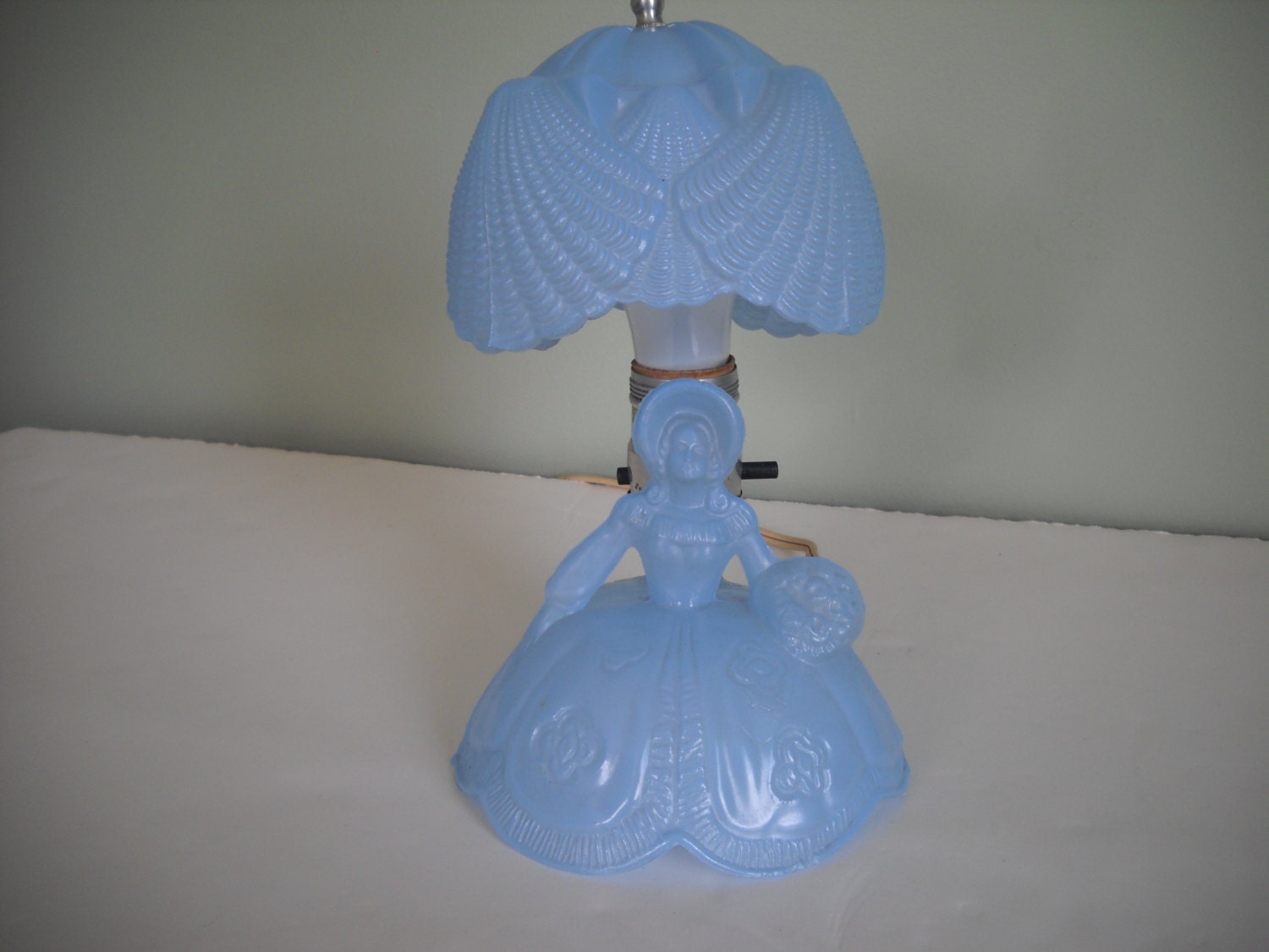 Victorian Lady Lamp Blue Depression Glass by TamiAndDani on Etsy