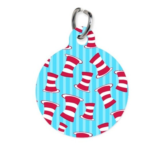 Dr Seuss CAT in the Hat Pet ID Name Tag Personalised Custom