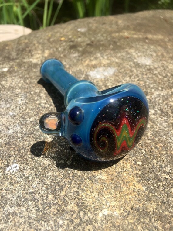 Hand made crushed glass opal pipe by glasshermit on Etsy