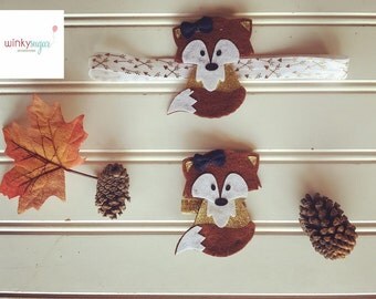 Feltie Fox clip/woodland creature hair accessory/silver or gold fox/choose from headband or clip/m2m matilda jane once upon a time/ws68