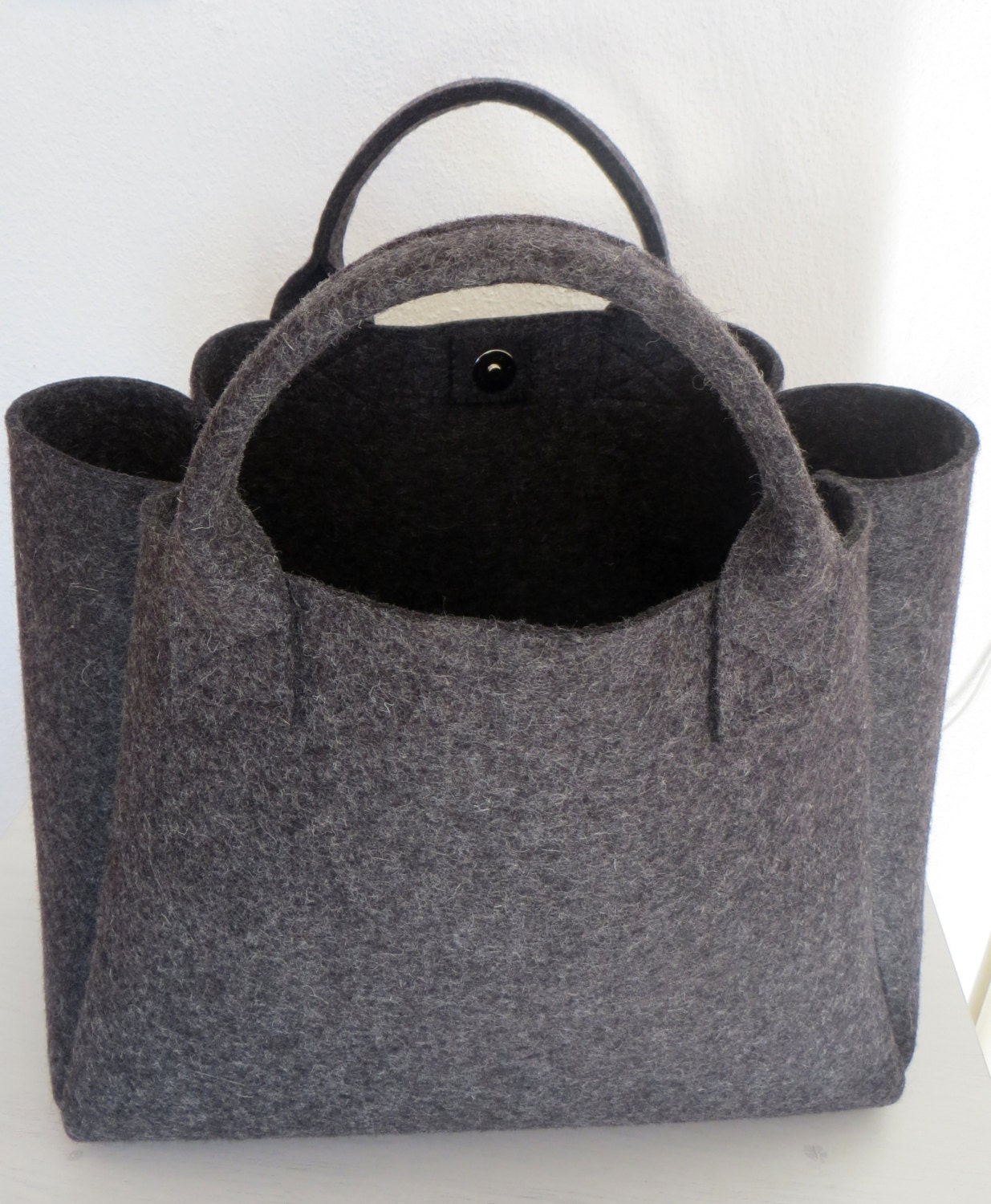 Felt Shopper Gray Bag Felt Handbag Shopping Bag Gray Wool