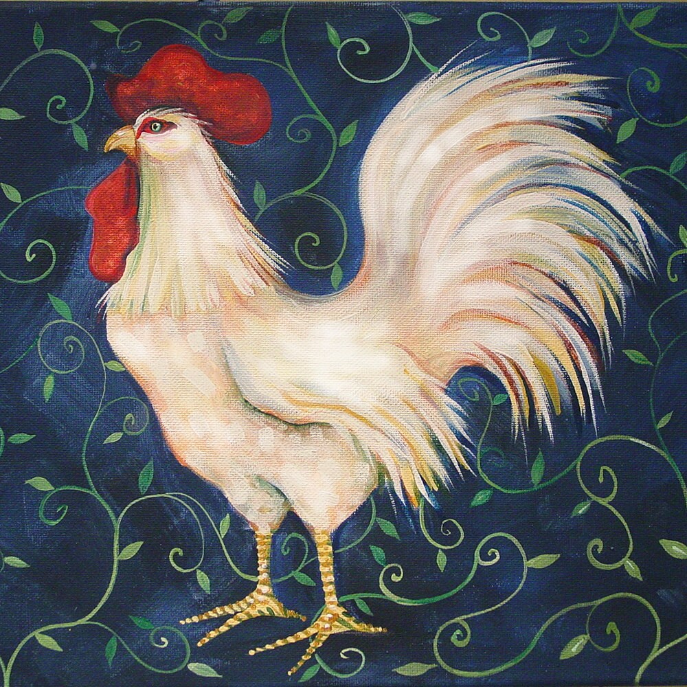 Rooster Wall clock with pendulum by DanaSimson on Etsy