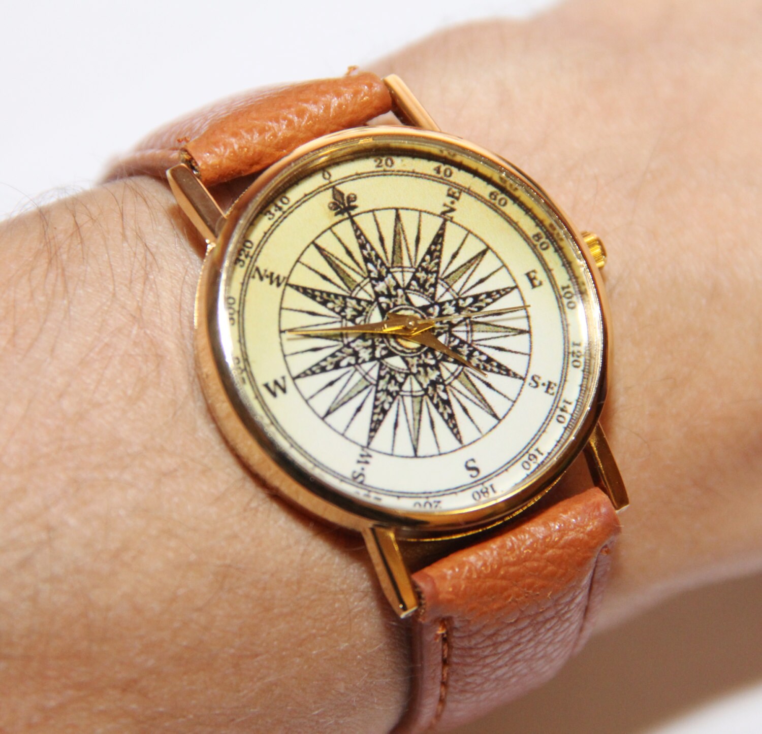 Wristwatch compass leather strap watch women watch by ShiningBead