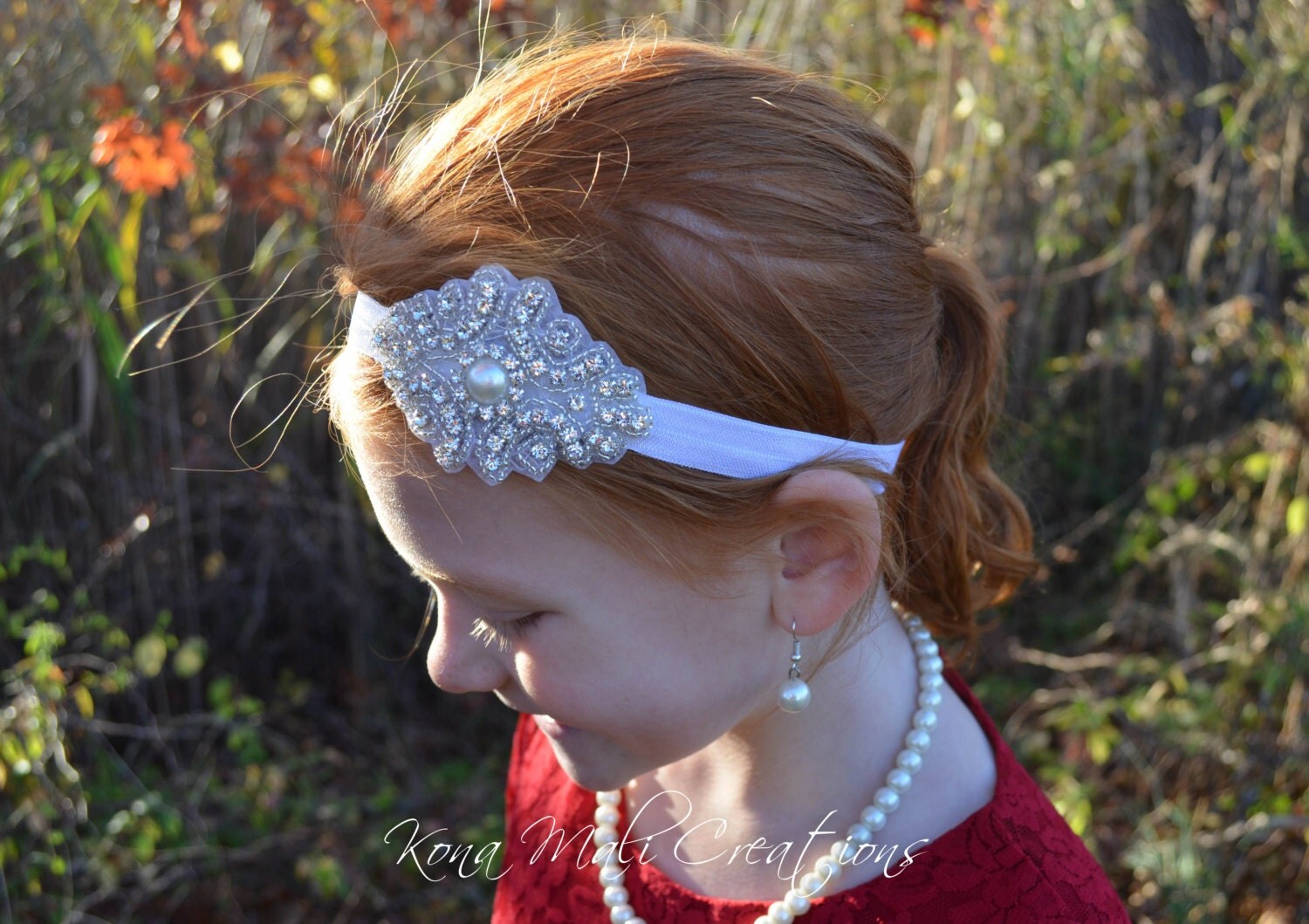 Flower Girl Headband Rhinestone Headband by KonaMaliCreations