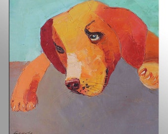 Dog Painting,Family Wall Decor,Abstract Art,Modern Painting,Original Artwork,Rustic Living Room Decor,Canvas Art,Palette Knife Oil Painting