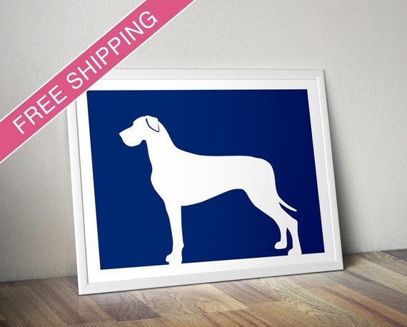 Great Dane Print Natural Ears Great Dane Silhouette Great