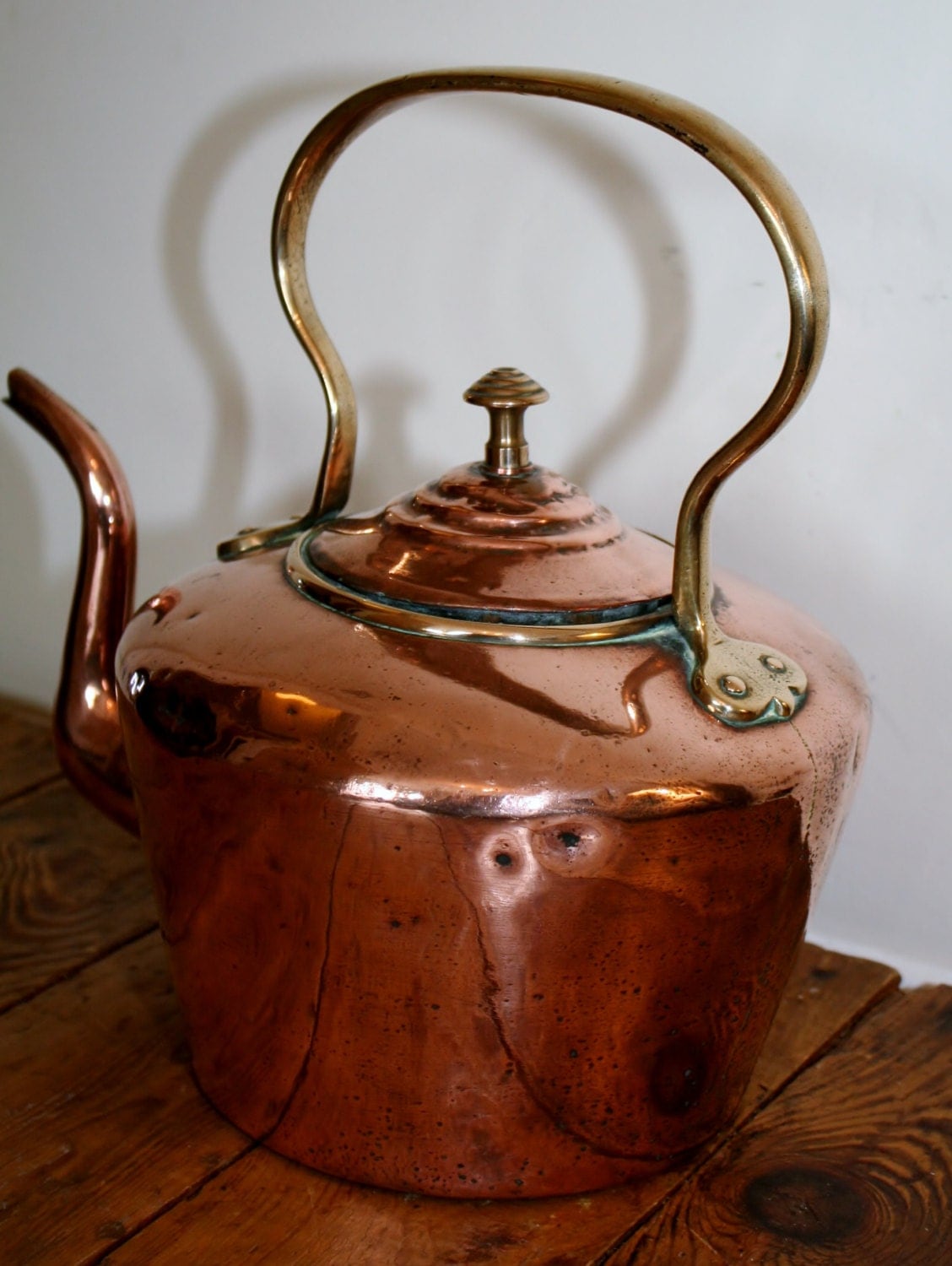 Large antique copper kettle