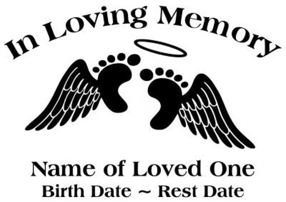 Download In Loving Memory Angel Wings Halo Baby Infant Feet Decal