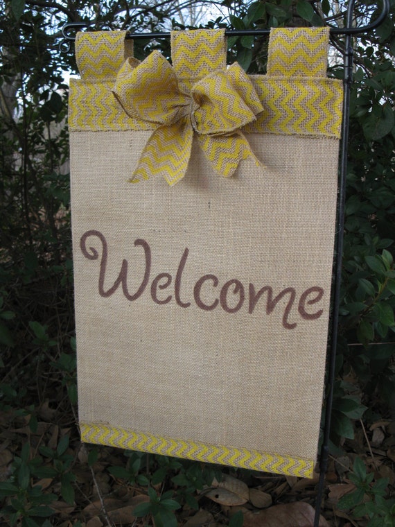 Welcome Garden Flag Burlap Garden Flag By Tallahatchiedesigns