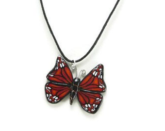 Red Butterfly Pendant Necklace