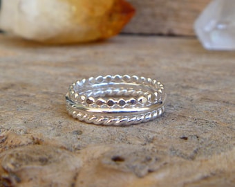 Sterling silver stacking ring set - made to order