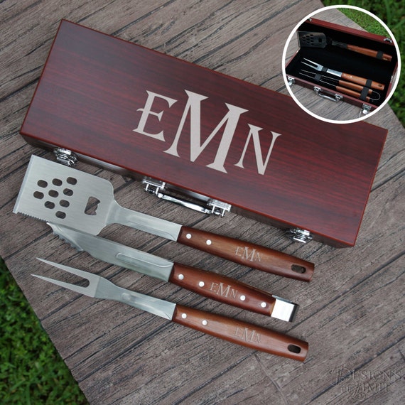 Personalized BBQ Tool Set Engraved with Font Selection