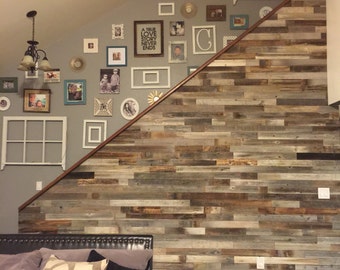 Reclaimed Wood Wall Paneling DIY asst 3-inch boards. Barnwood boards choice of colors. Price per Sq Foot.