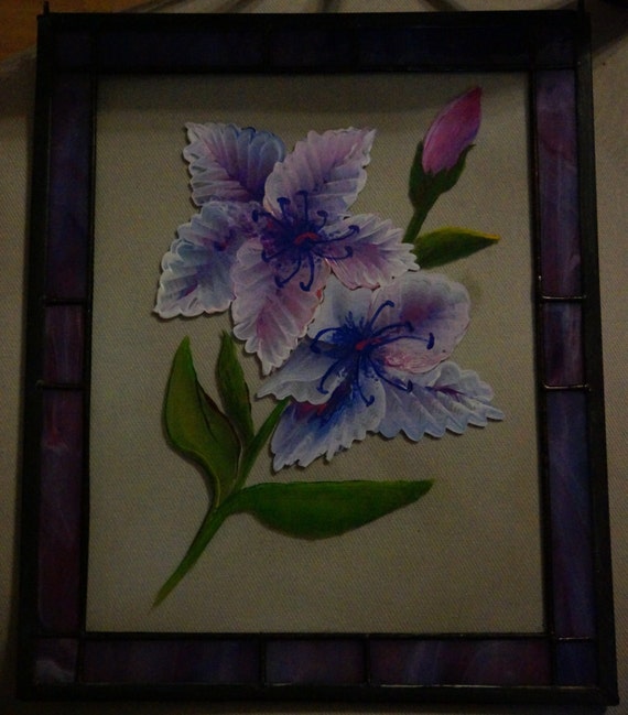 Pink and Purple Stained Glass Panel