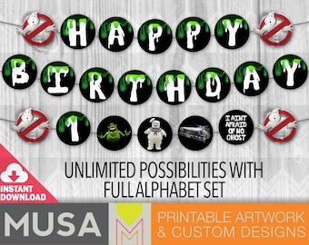 INSTANT DOWNLOAD / printable / Ghostbusters full alphabet party banner